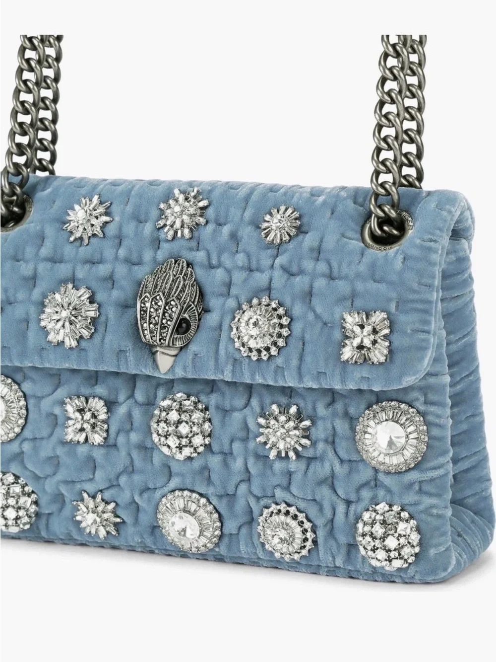 New Kurt Geiger Blue Embellished Purse with Crystal Studs